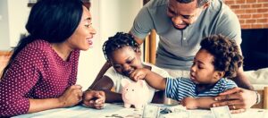 family adding to a savings bank